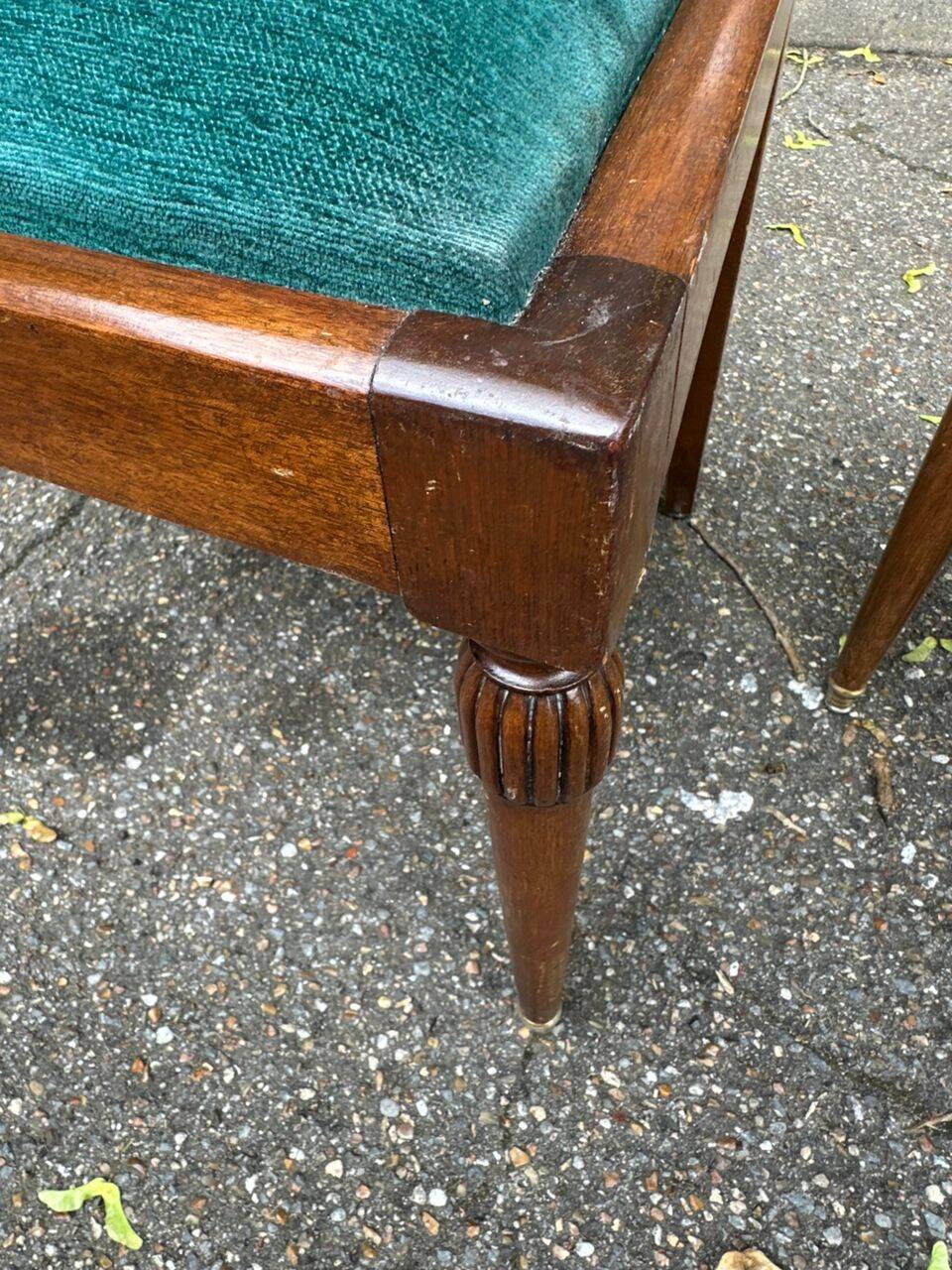 4 dining chairs in Directoire style from the 19th century with velvet upholstery.