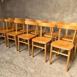 13 vintage wooden bistro chairs 1950 1960