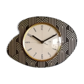Vintage clock formica silent wall clock "FFR black gold"