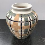 Ceramic vase white geometric decoration vintage