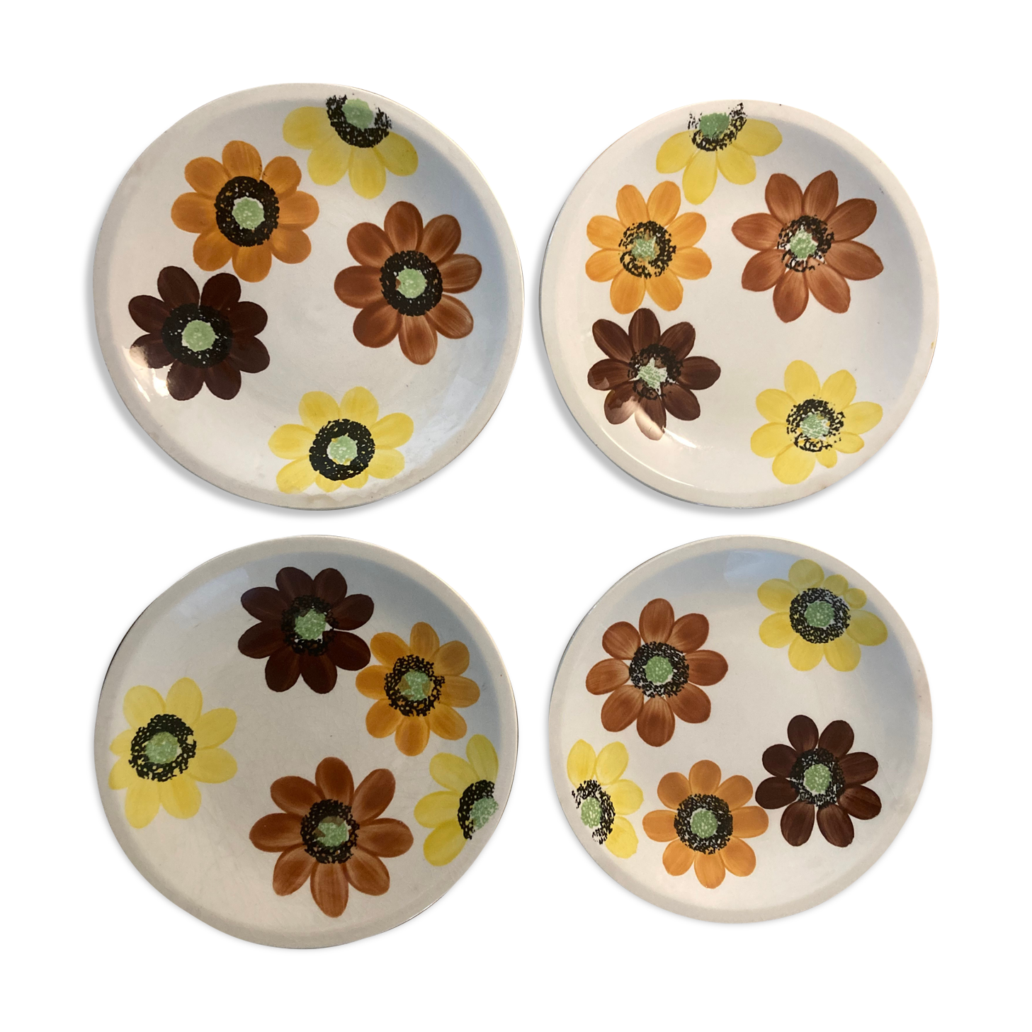 4 flat plates porcelain Gien