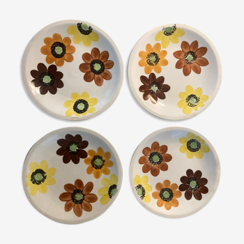 4 flat plates porcelain Gien