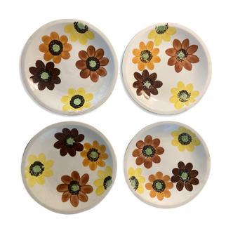 4 flat plates porcelain Gien