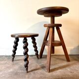 Turned wooden tripod stool