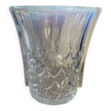 Blue iridescent glass vase