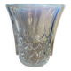 Vase en verre irisé bleu