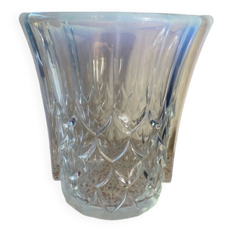 Blue iridescent glass vase