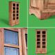 Parisian wardrobe in raw wood with engraved glass from 1920.
