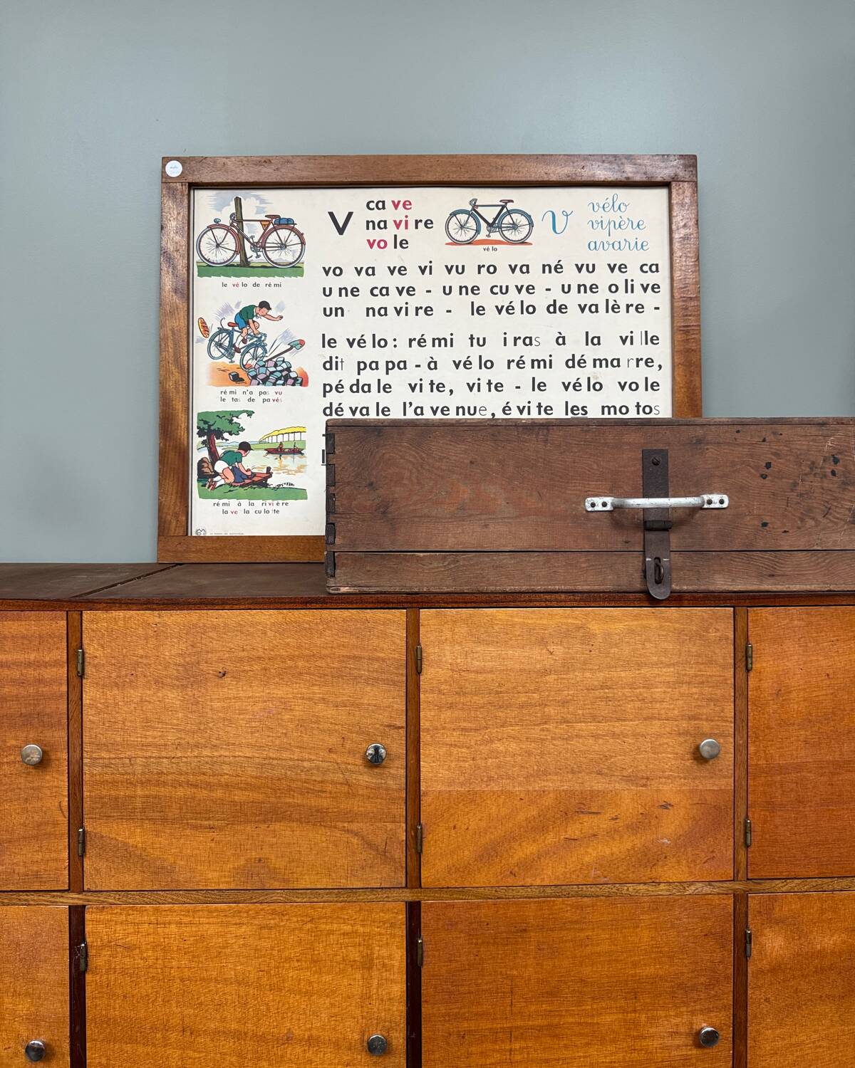 Large vintage wooden locker cabinet