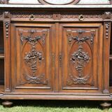 Buffet Sculpted in Walnut marble style Louis XVI
