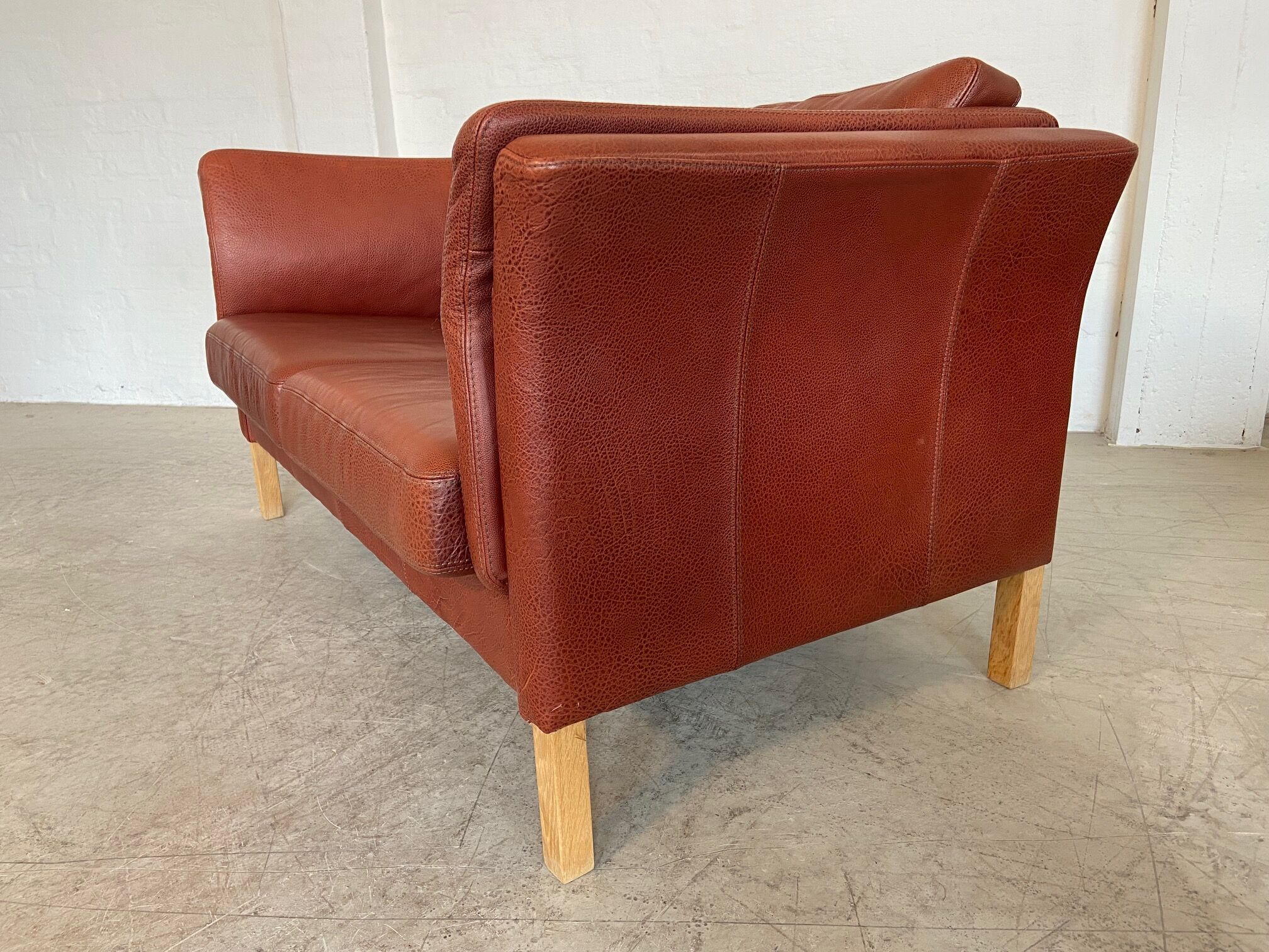 Canapé vintage danois rétro Skalma pour 2 personnes en cuir cognac