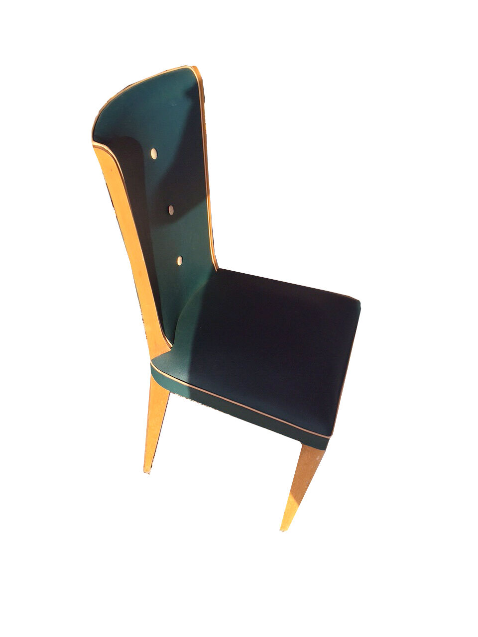 Chaise en Moleskine vert années 50