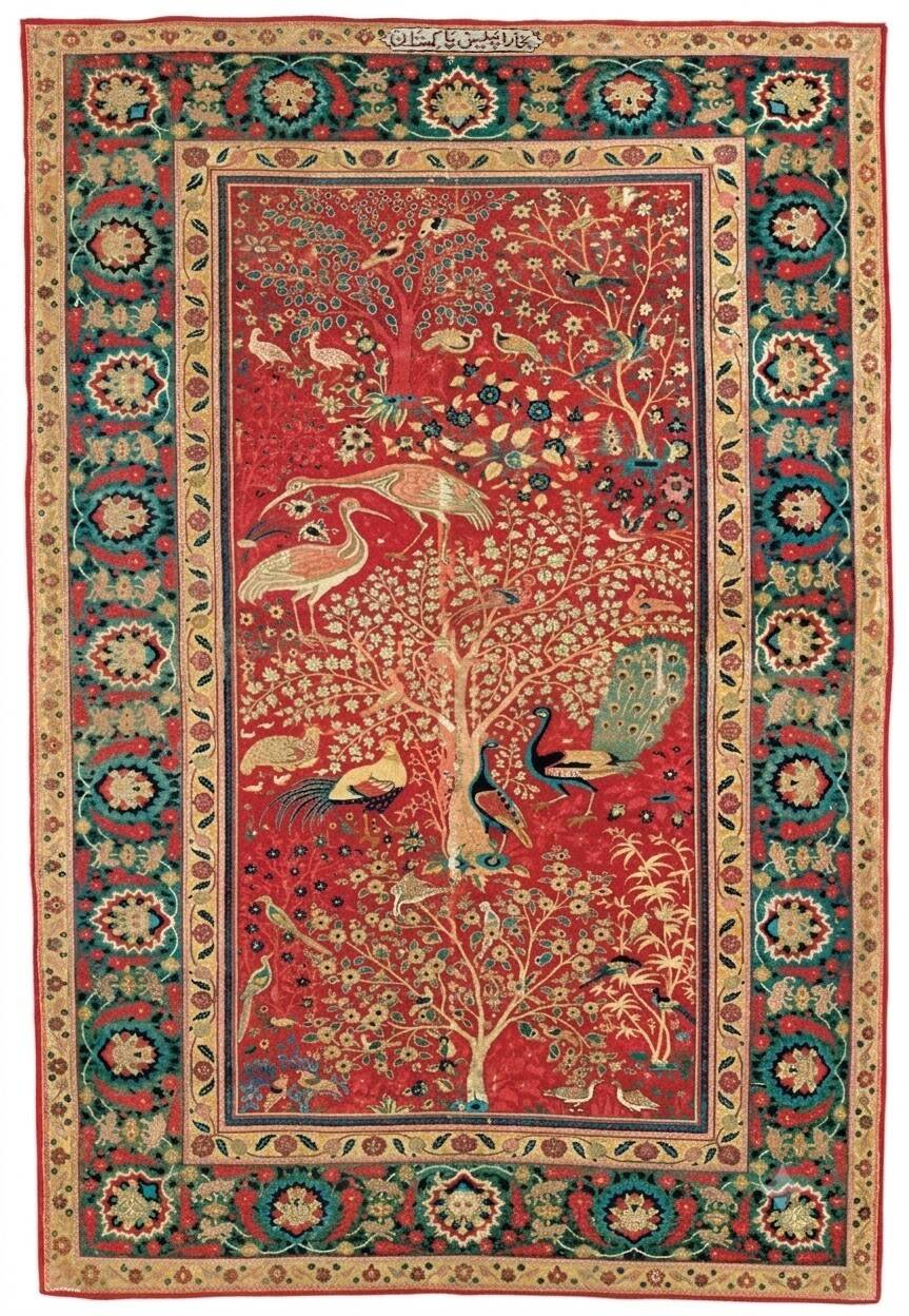 Persian rug "Tree of Life" with Birds – 137 x 240 cm - Handmade
