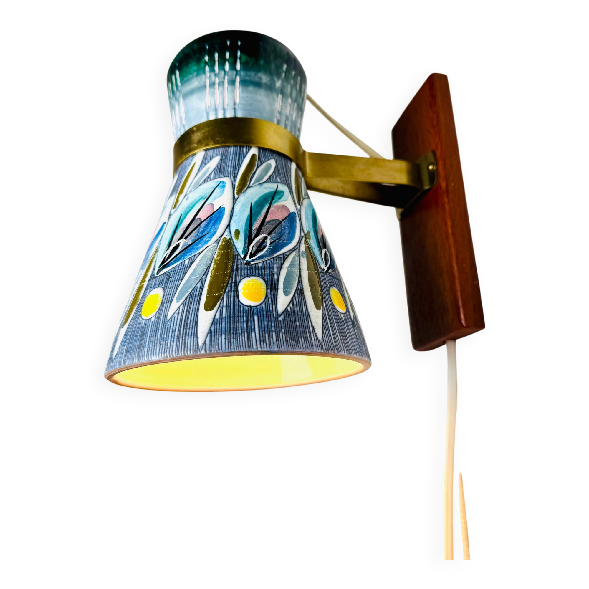 Decorative Sgraffito Ceramic Wall Lamp By Tilgmans Keramik, Sweden 1960S