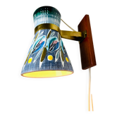 Lampe murale en céramique sgraffito décorative par Tilgmans Keramik, Suède, années 1960.