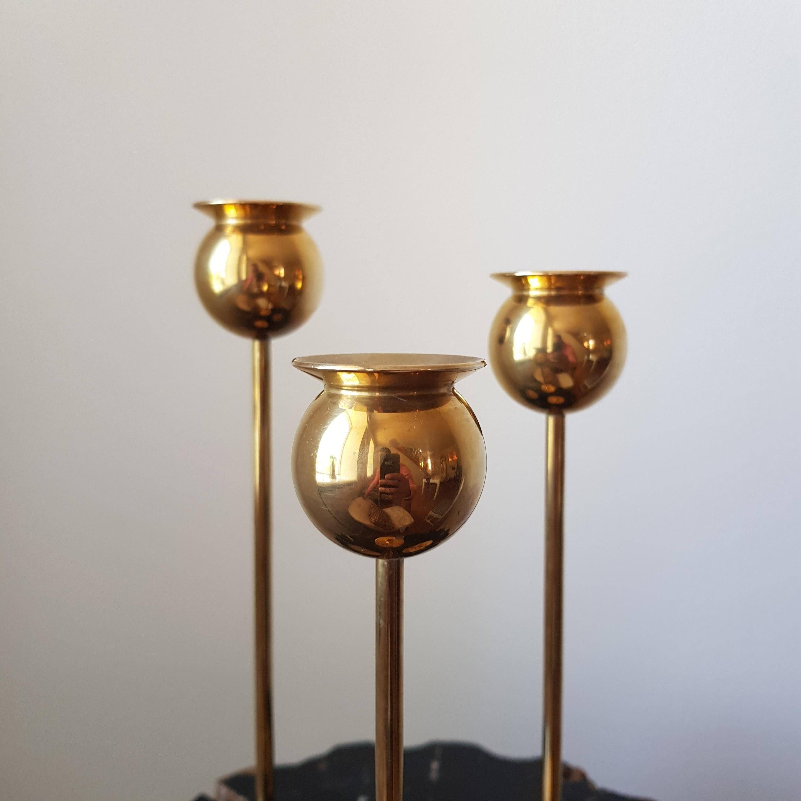 Pierre Forssell, Tulip chandeliers, brass, Skultuna, Scandinavian Modern