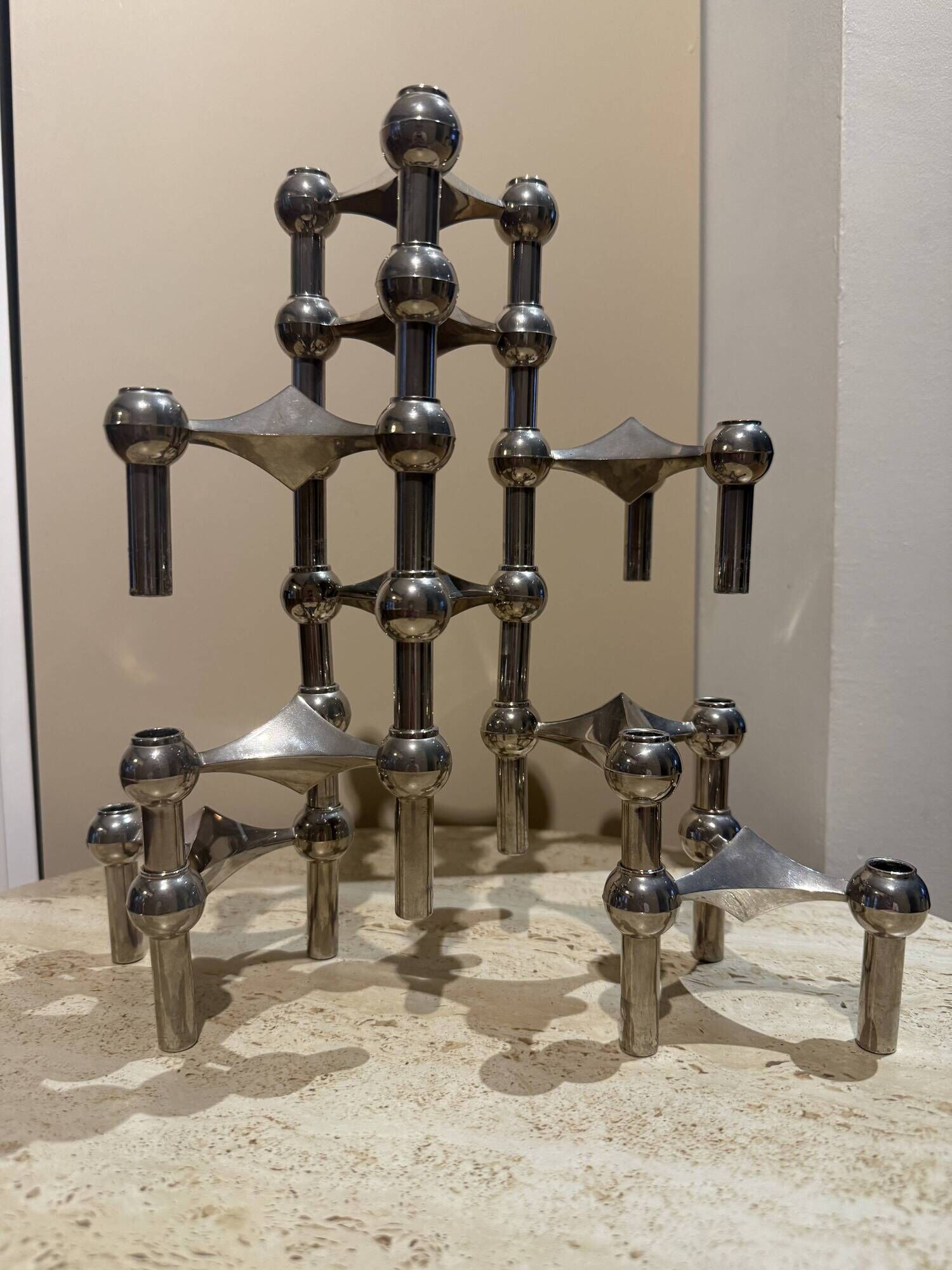 Sculpture modulaire : Lot de 9 bougeoirs Nagel & BMF - 1960