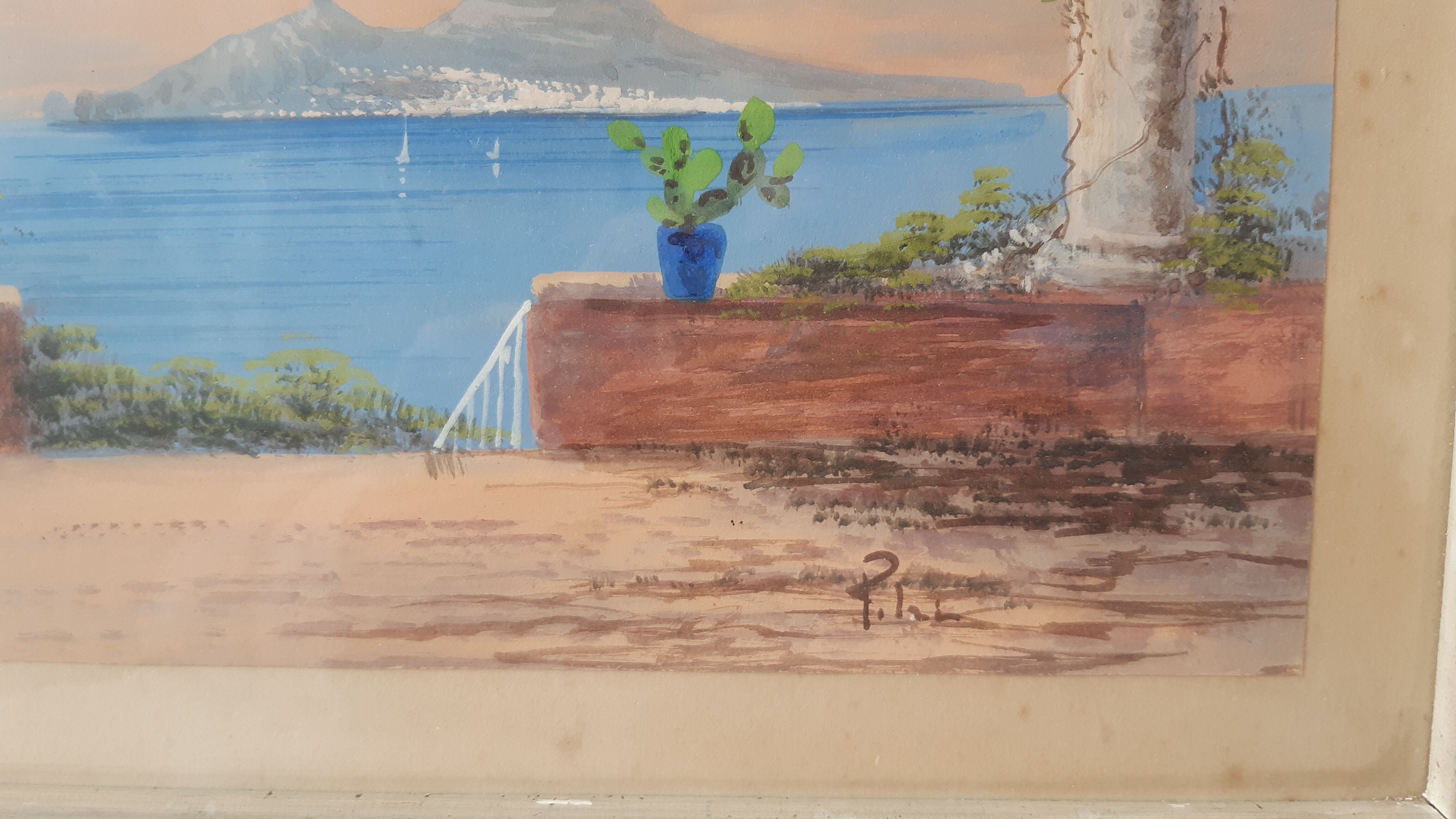 Vintage sunset watercolor painting