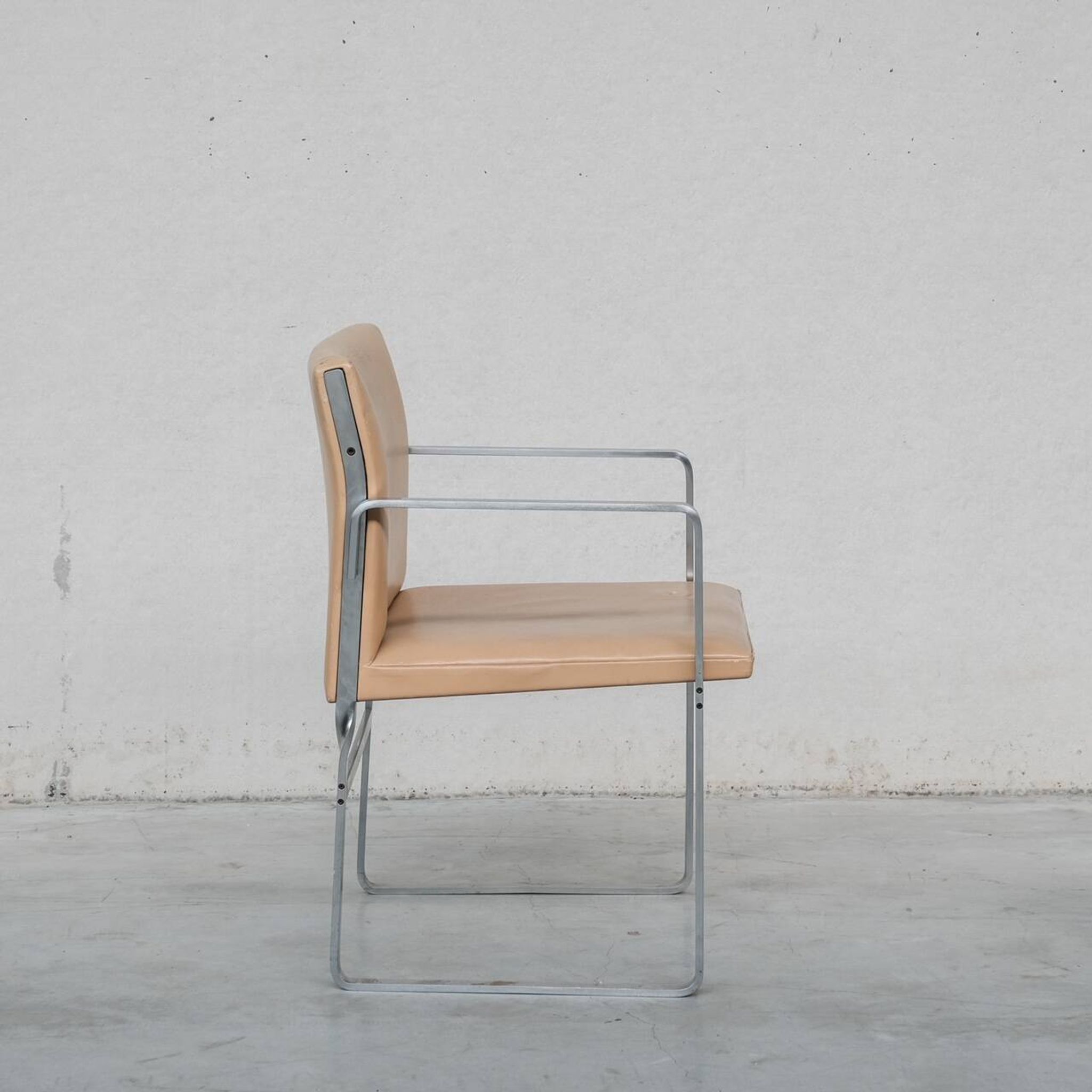 Set of Six Hans J Wegner 'JH811' Mid-Century Steel and Leather Dining Chairs