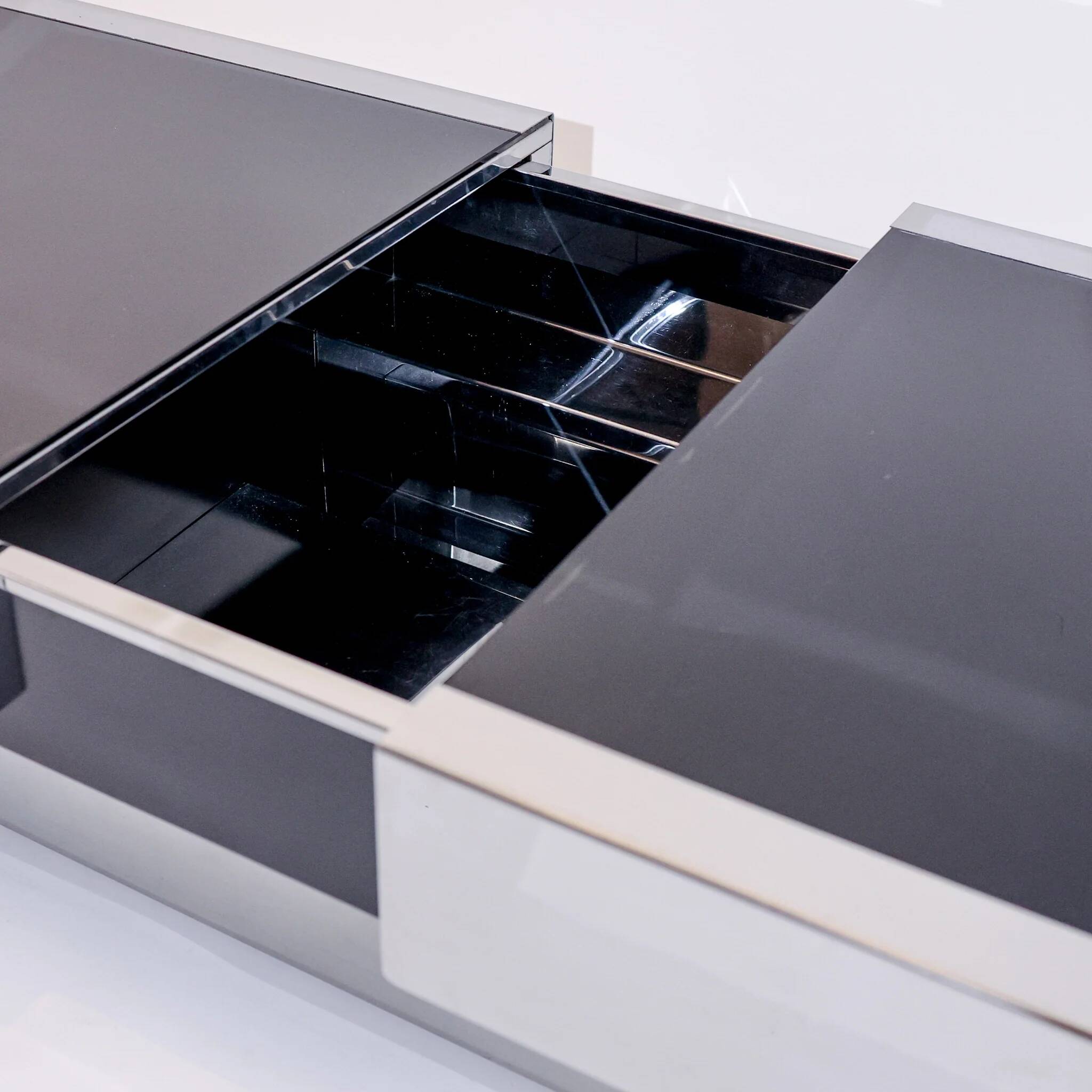 Vintage bar coffee table attributed to Willy Rizzo for Cidue, 1970s.