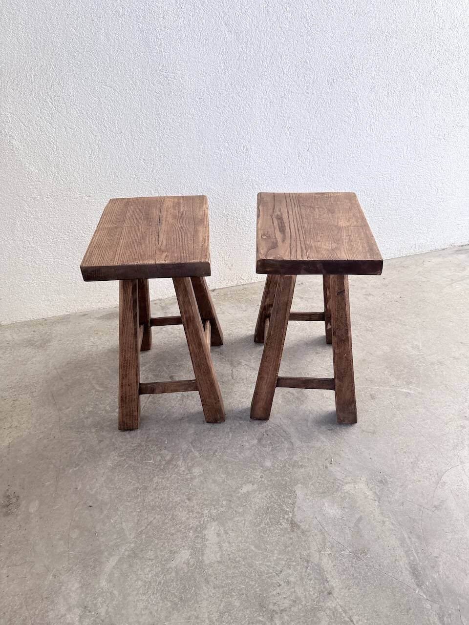 Pair of oak stools from the 1960s.