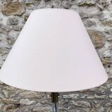 Tubular floor lamp in blue-grey metal and brass, 1930