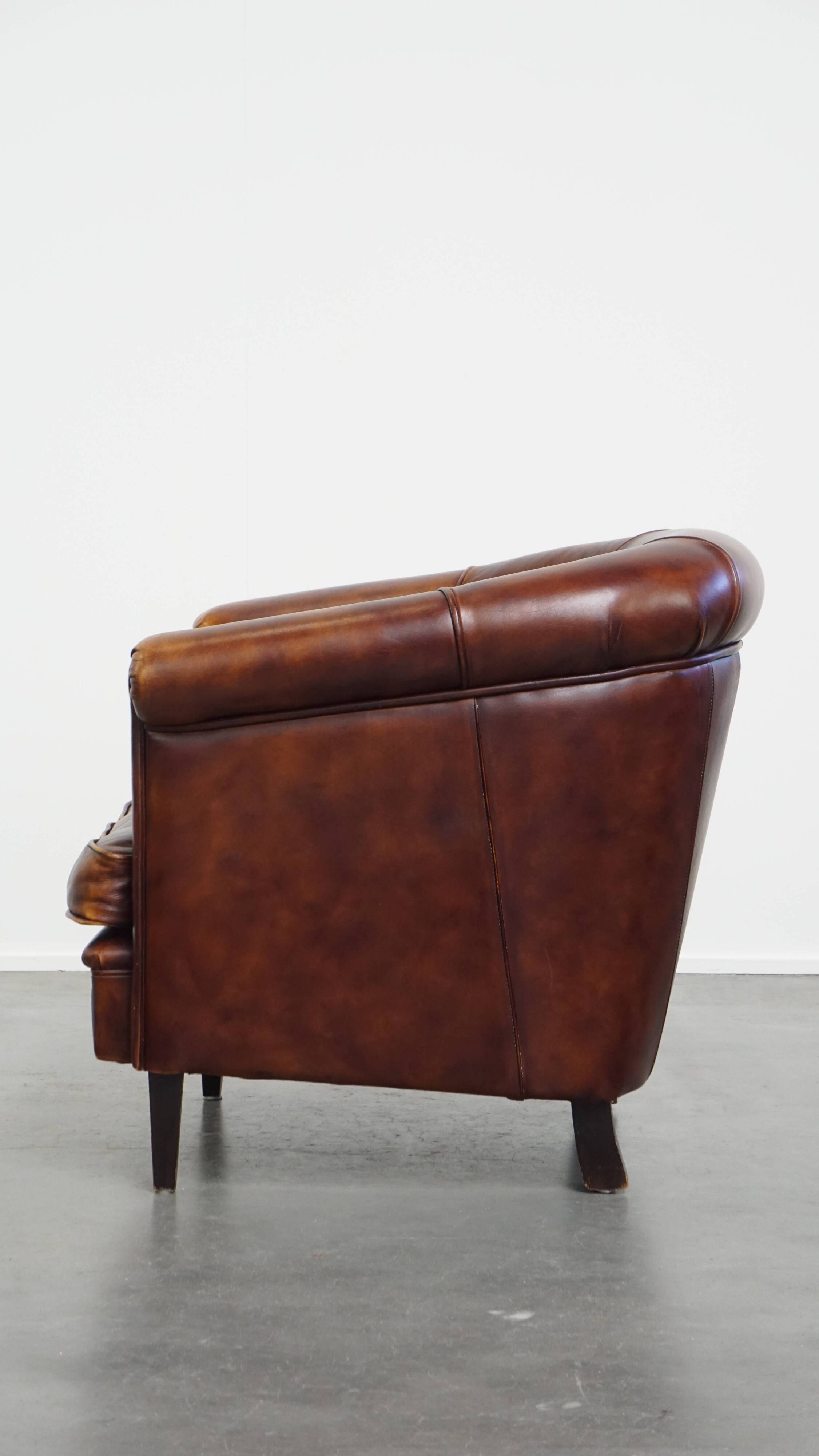 Cowhide Leather Club Chair in English Style