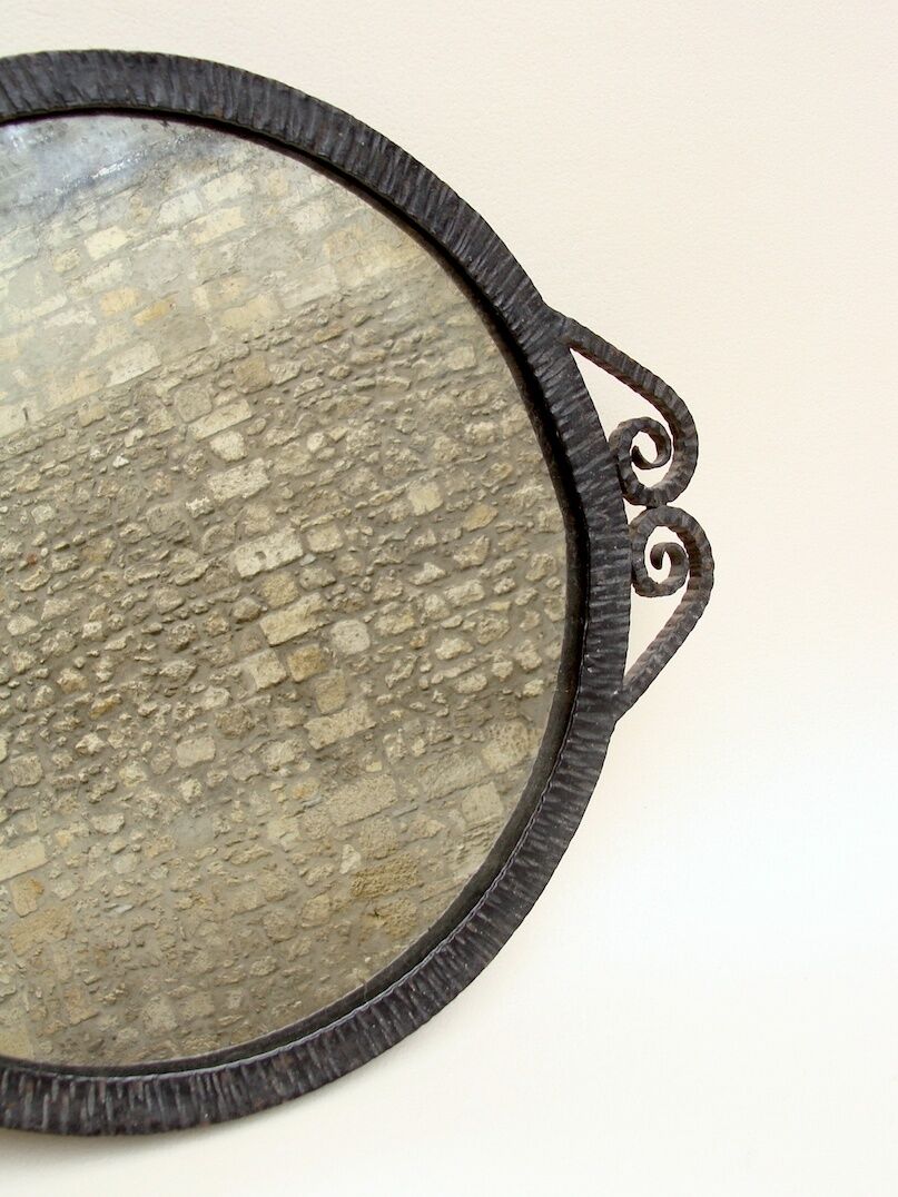 1930 hammered metal mirror