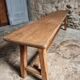Vintage oak bench, solid wood dining bench, rustic farmhouse bench, French country style, circa 1950–1965.