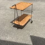 Modernist rattan serving trolley