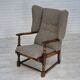 1960s, Scandinavian design, reupholstered high-back armchair, furniture wool, oak wood.