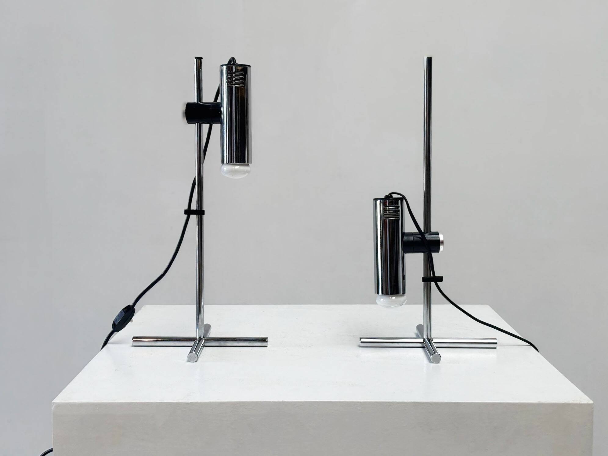 Set of two chrome table lamps by Targetti