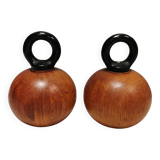 Pepper and salt grinders designed by nissen denmark in teak