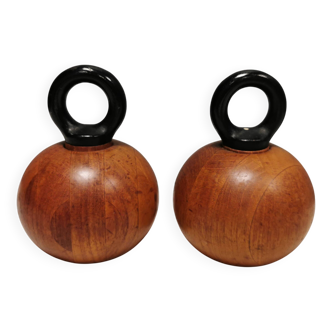 Pepper and salt grinders designed by nissen denmark in teak