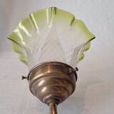Gilt Bronze Wall Light With Green Ruffled Tulip