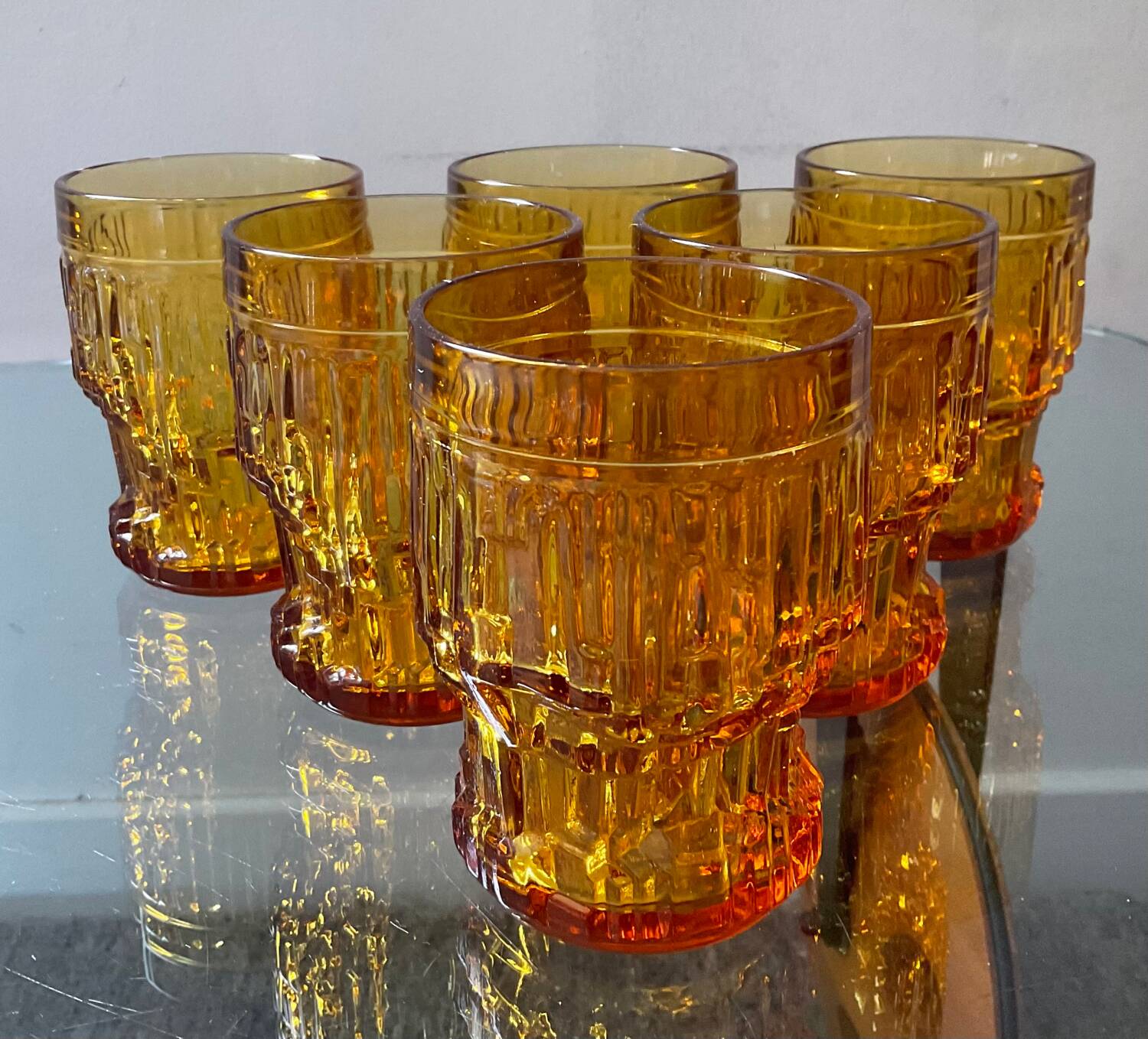 Series of 6 glasses and carafe from the 70s Italy