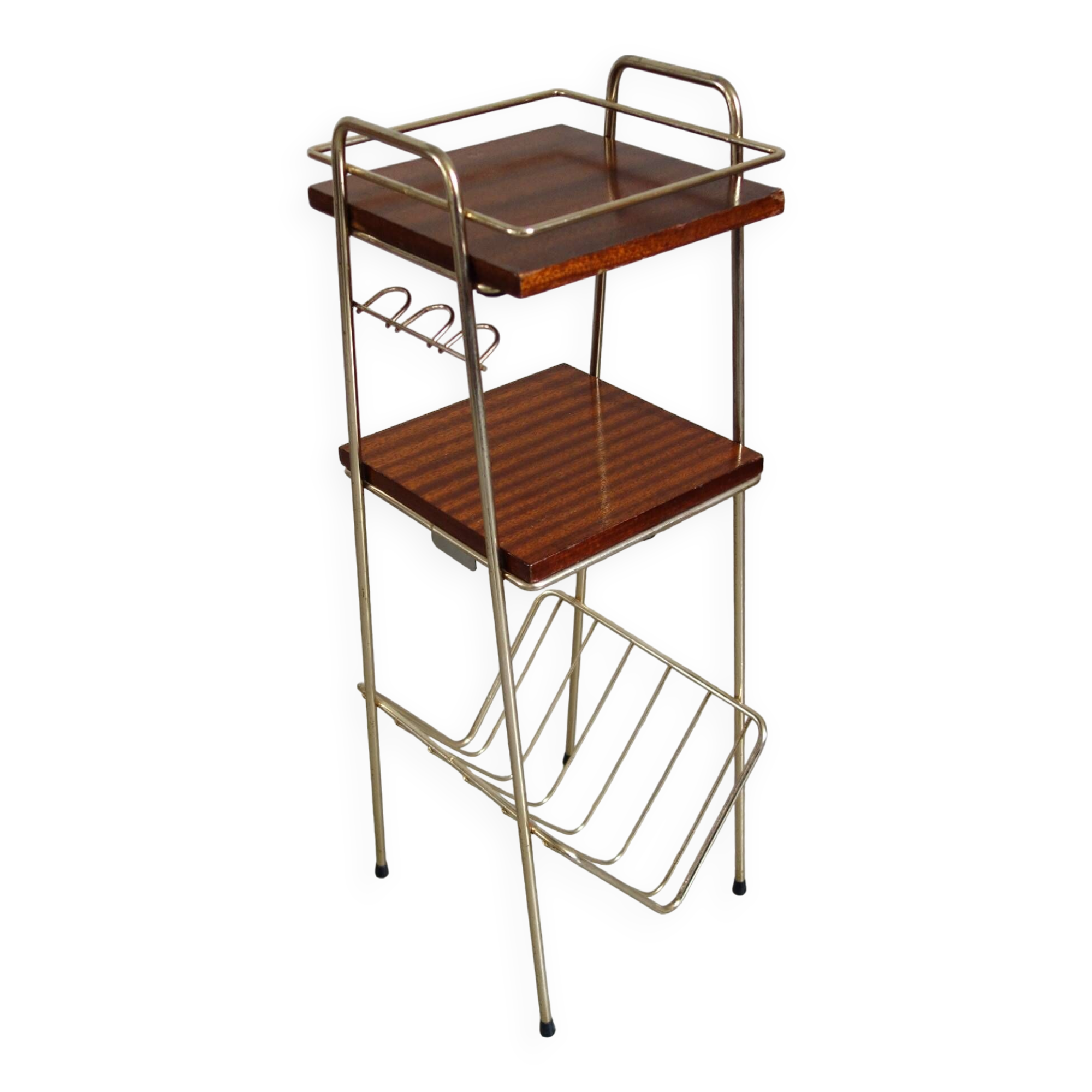 Magazine rack with 2 shelves and lighting from the 50s/60s
