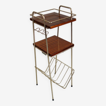 Magazine rack with 2 shelves and lighting from the 50s/60s