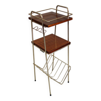 Magazine rack with 2 shelves and lighting from the 50s/60s