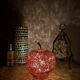 Red & pink glitter glass apple lamp – vintage