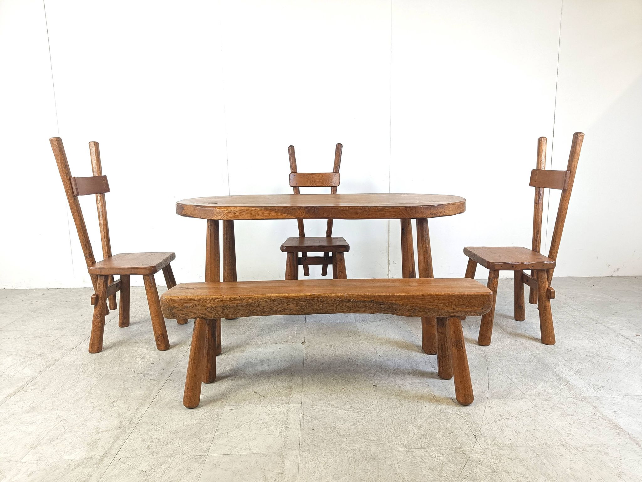 Vintage brutalist dining set, 1960s