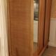 Vintage oak wardrobe with mirror with two sliding doors, France 1960s