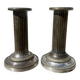 Pair of 19th-century fluted silver-plated metal candlesticks