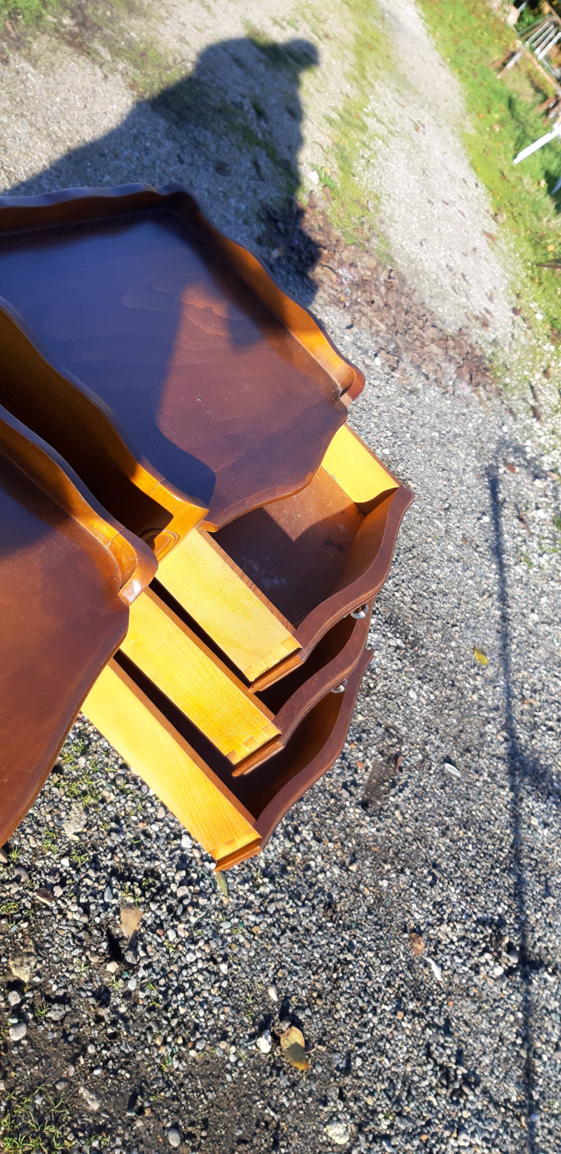 Pair of cherry bedside tables 3 drawers