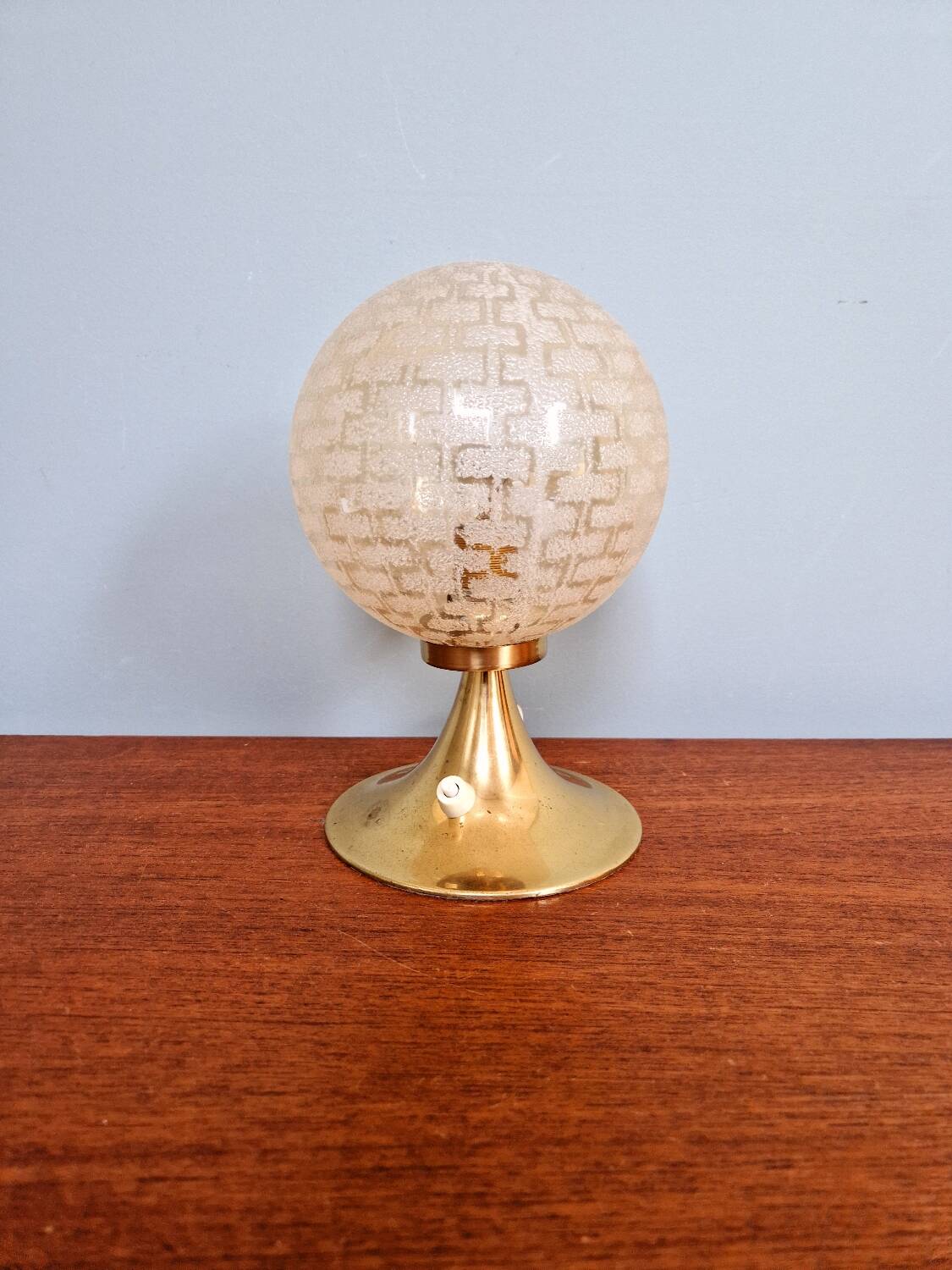 Space Age brass and textured glass table lamp, 1970s