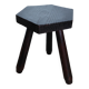 Vintage 1960s Brutalist tripod stool in solid wood