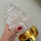 Vintage globe table lamp in half frosted, half transparent glass