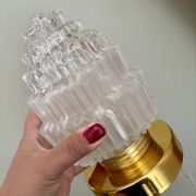 Vintage globe table lamp in half frosted, half transparent glass