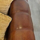 Luxurious and spacious two-seater sheepskin sofa of top quality with fabric cushions