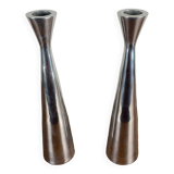 Pair of silver-plated metal candlesticks, Denmark